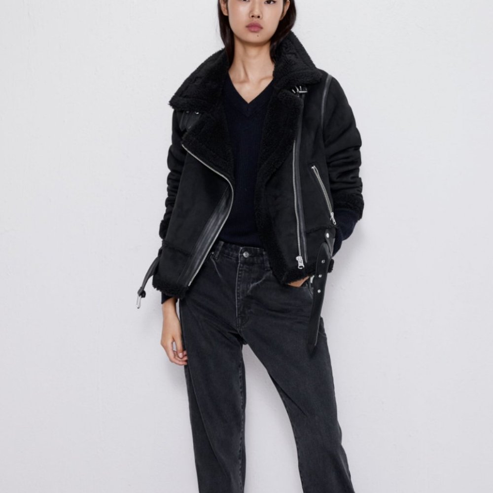 Zara Black Shearling Jacket